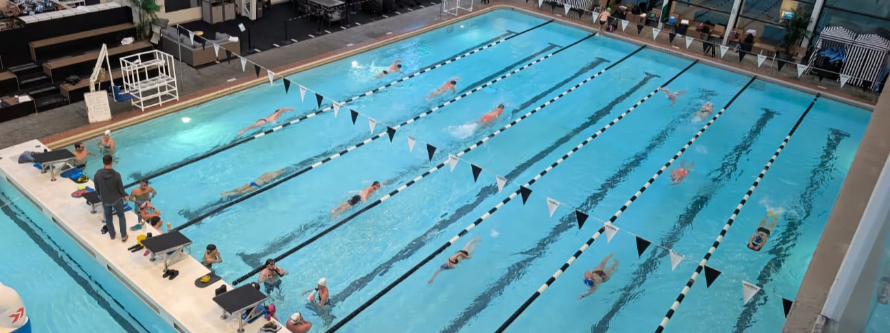 Overhead view of the lanes at The Plunge